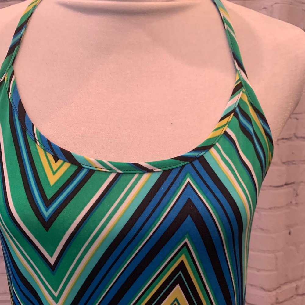 NWOT long multi colored chevron striped maxi dress. Green, yellow, blue. Sz XL - Picture 5 of 13